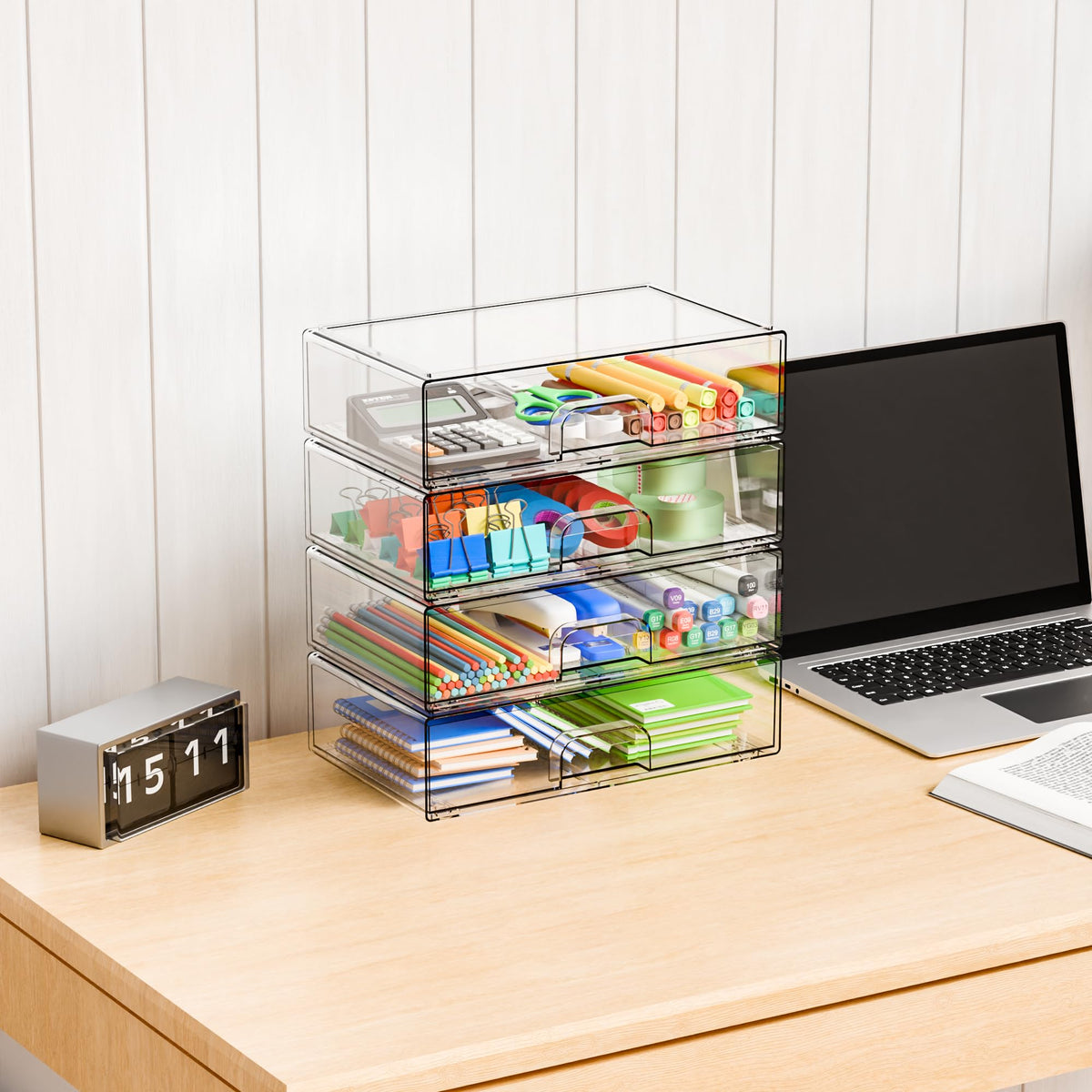 Yieach cosmetics storage drawer system, transparent for vanity clarity.