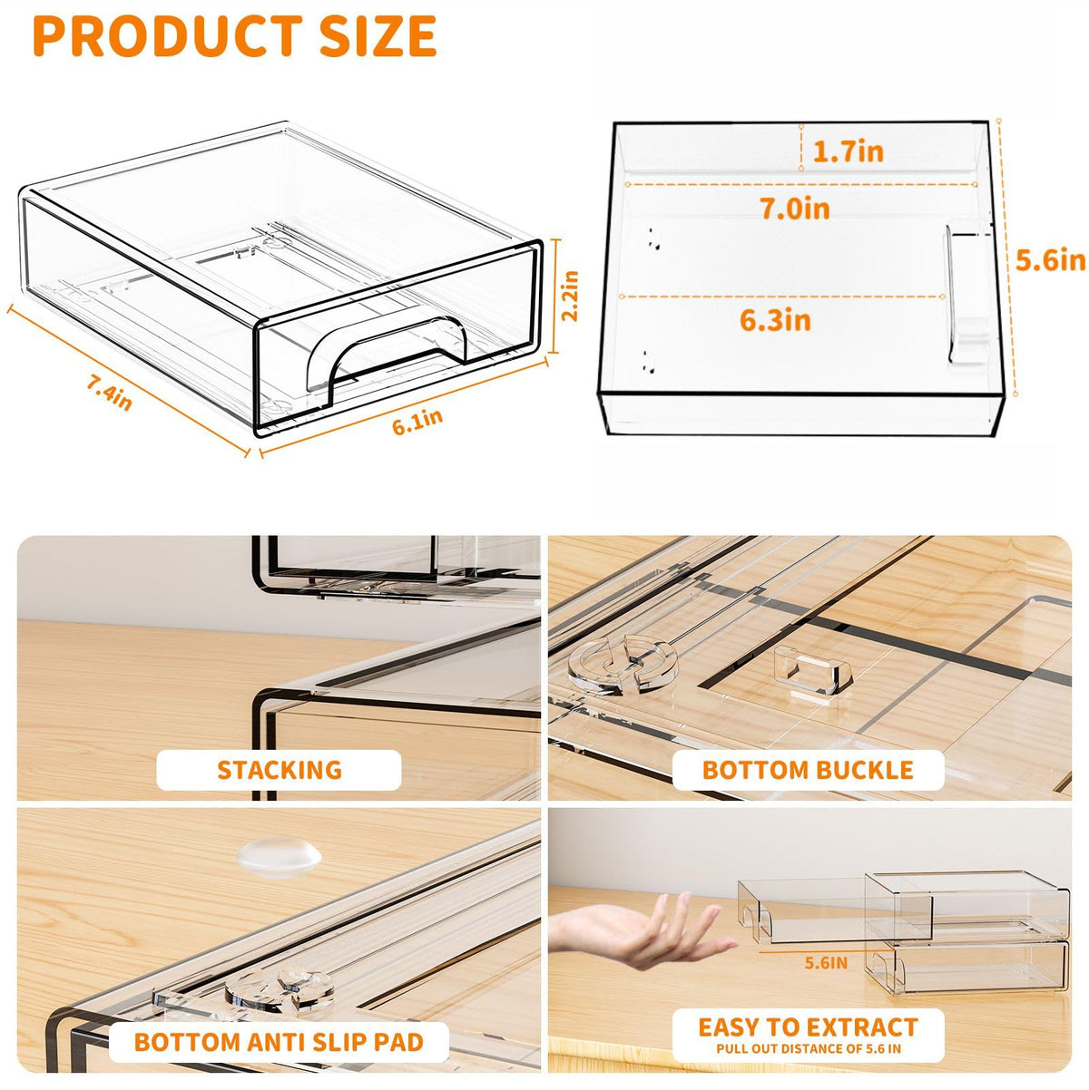 Yieach desk setup showing neat storage with clear drawers