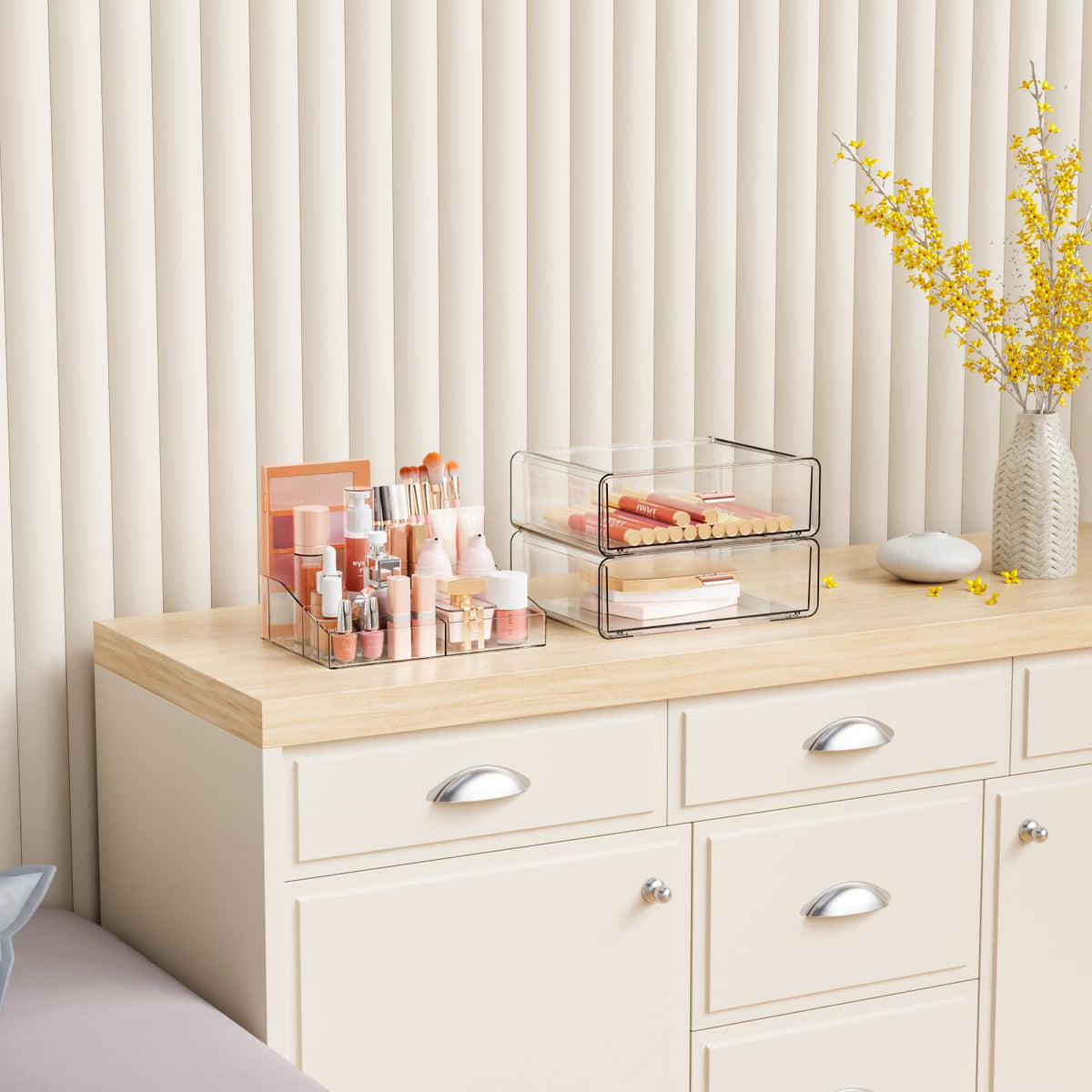 Yieach jewelry and nail polish storage keeps small items tidy.