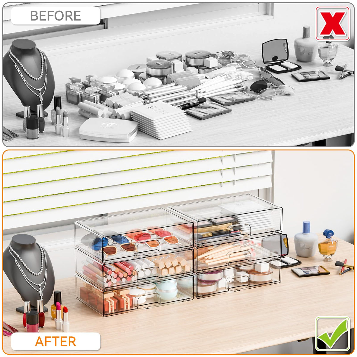 Yieach kitchen pantry drawer for small jars and spices