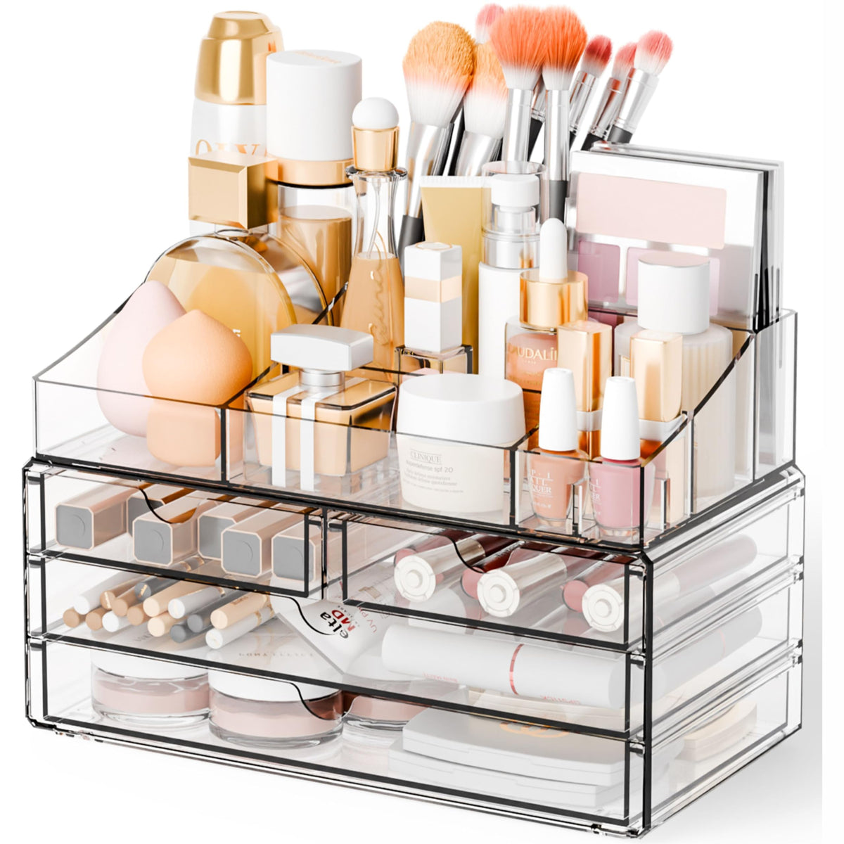 Yieach large-capacity vanity organizer adapts to your space and needs.