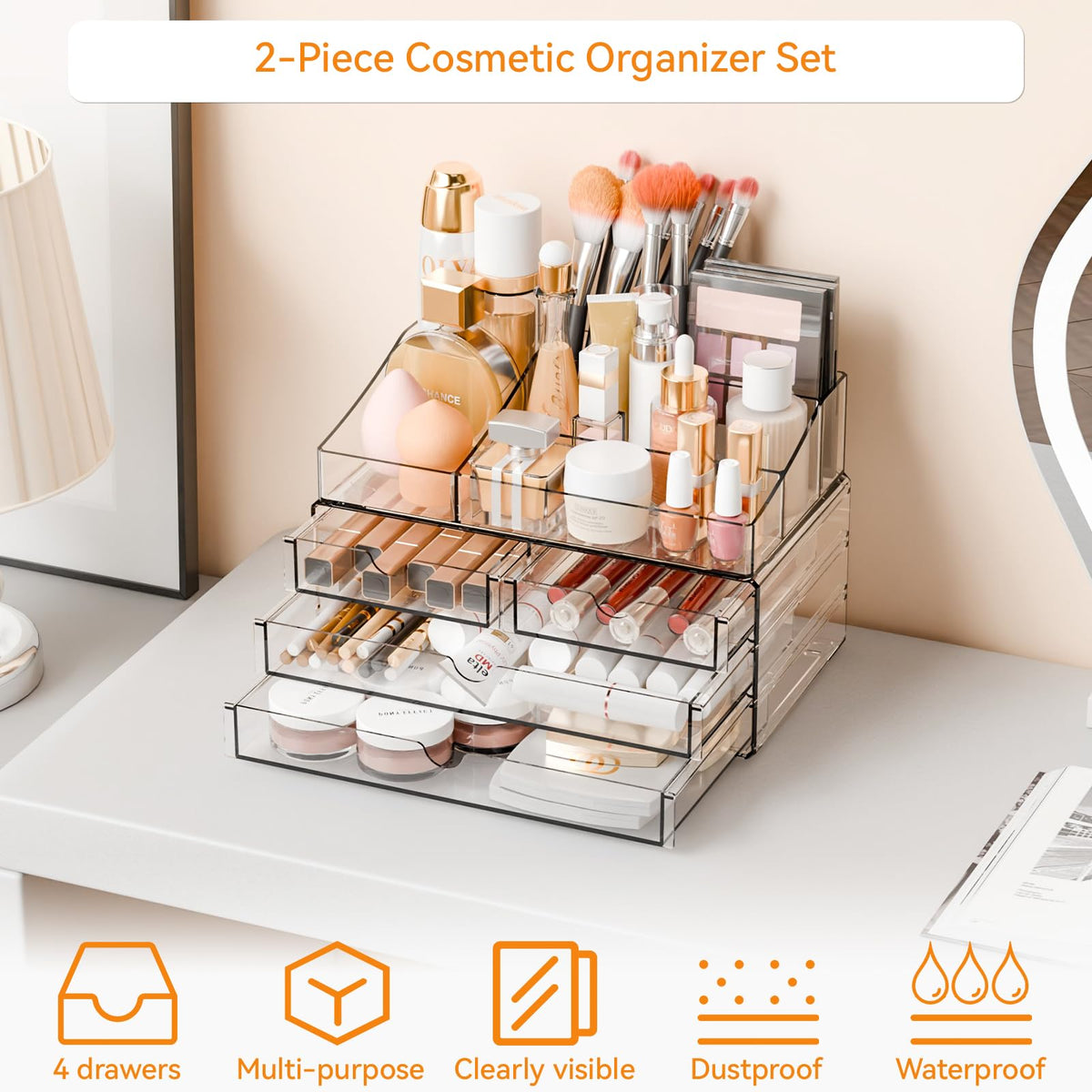 Yieach nail polish and skincare drawer keeps bathroom vanity tidy and ready.