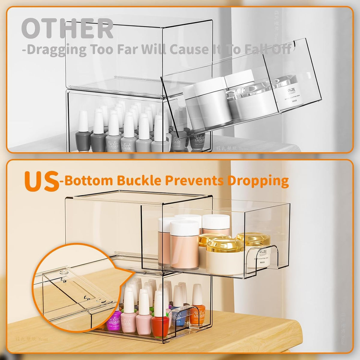 Yieach office supply drawer organizer keeps pens, markers, and clips tidy.