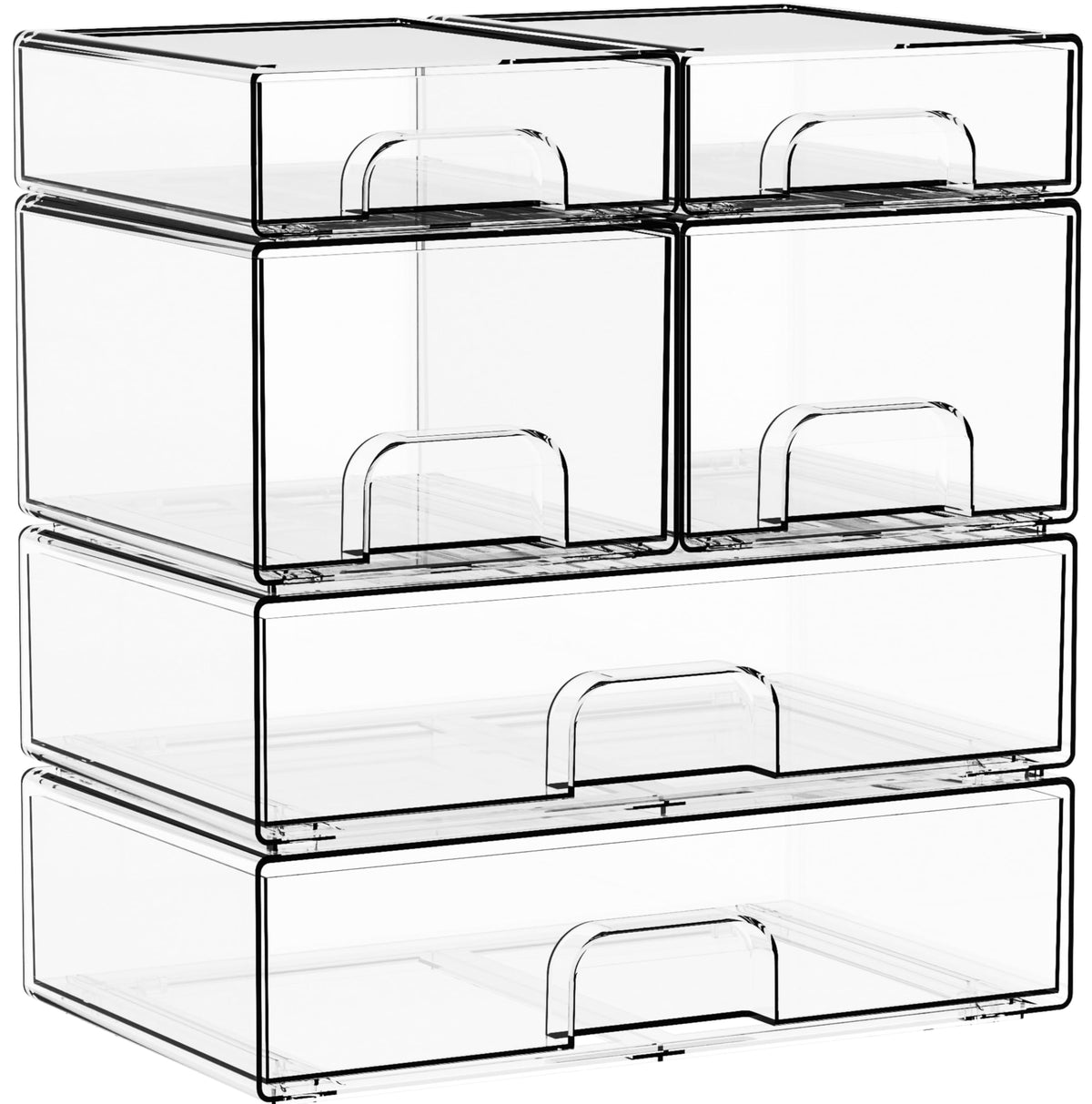Yieach six-pack drawer set demonstrating stackability for multiple rooms.