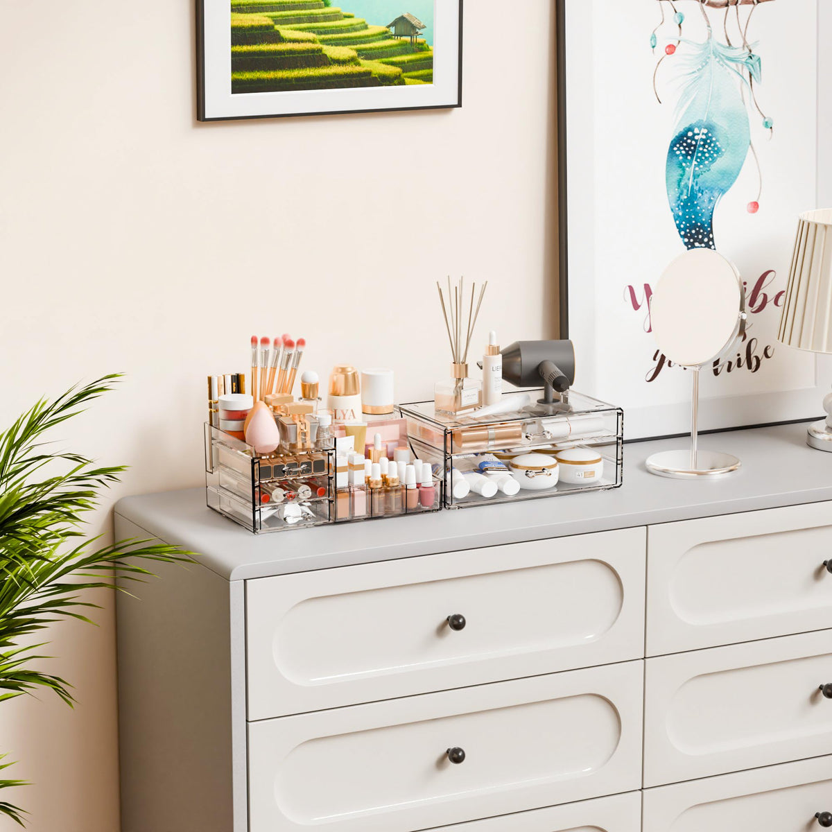 Yieach skincare storage fits lotions and serums tidily