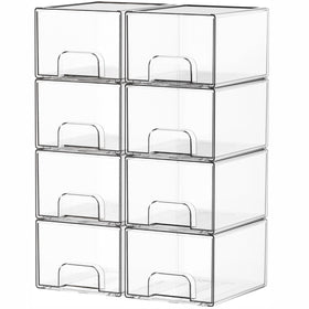 Yieach 8-pack stackable drawers with anti-slip rails for secure storage.