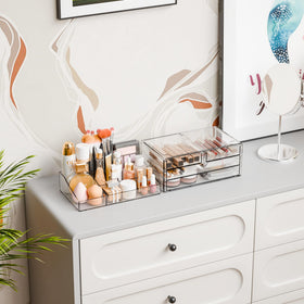 Yieach stackable makeup drawer set saves counter space and increases storage options.