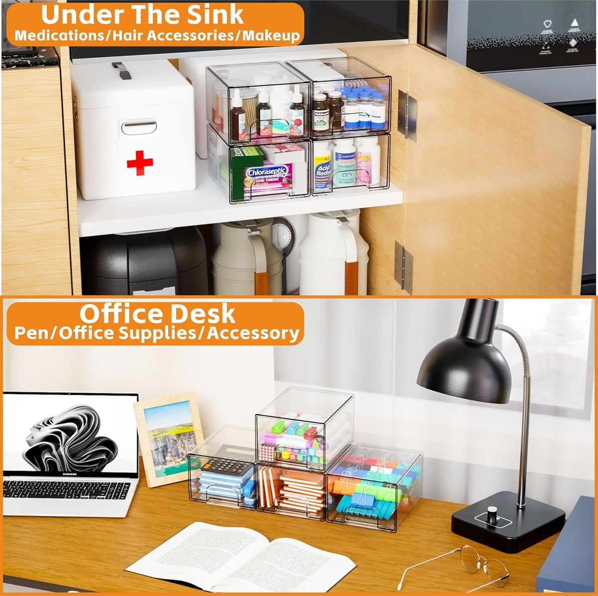 Yieach under-sink storage drawer maximizes space while keeping items protected.