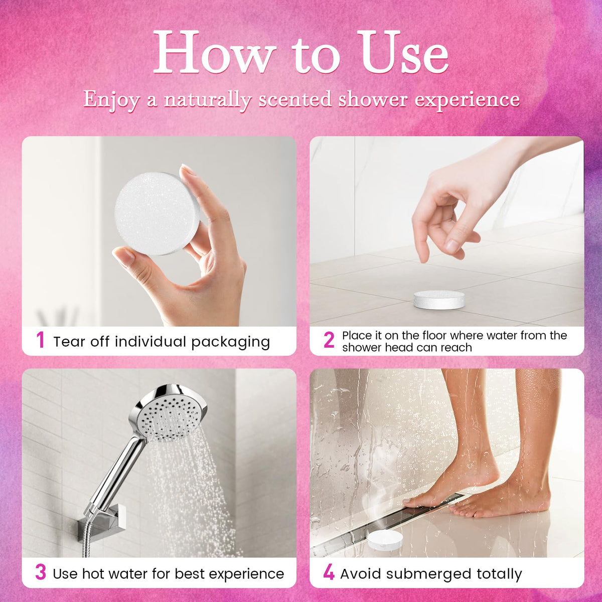 YiHaman eucalyptus shower steamer provides a refreshing scent release in the steam.