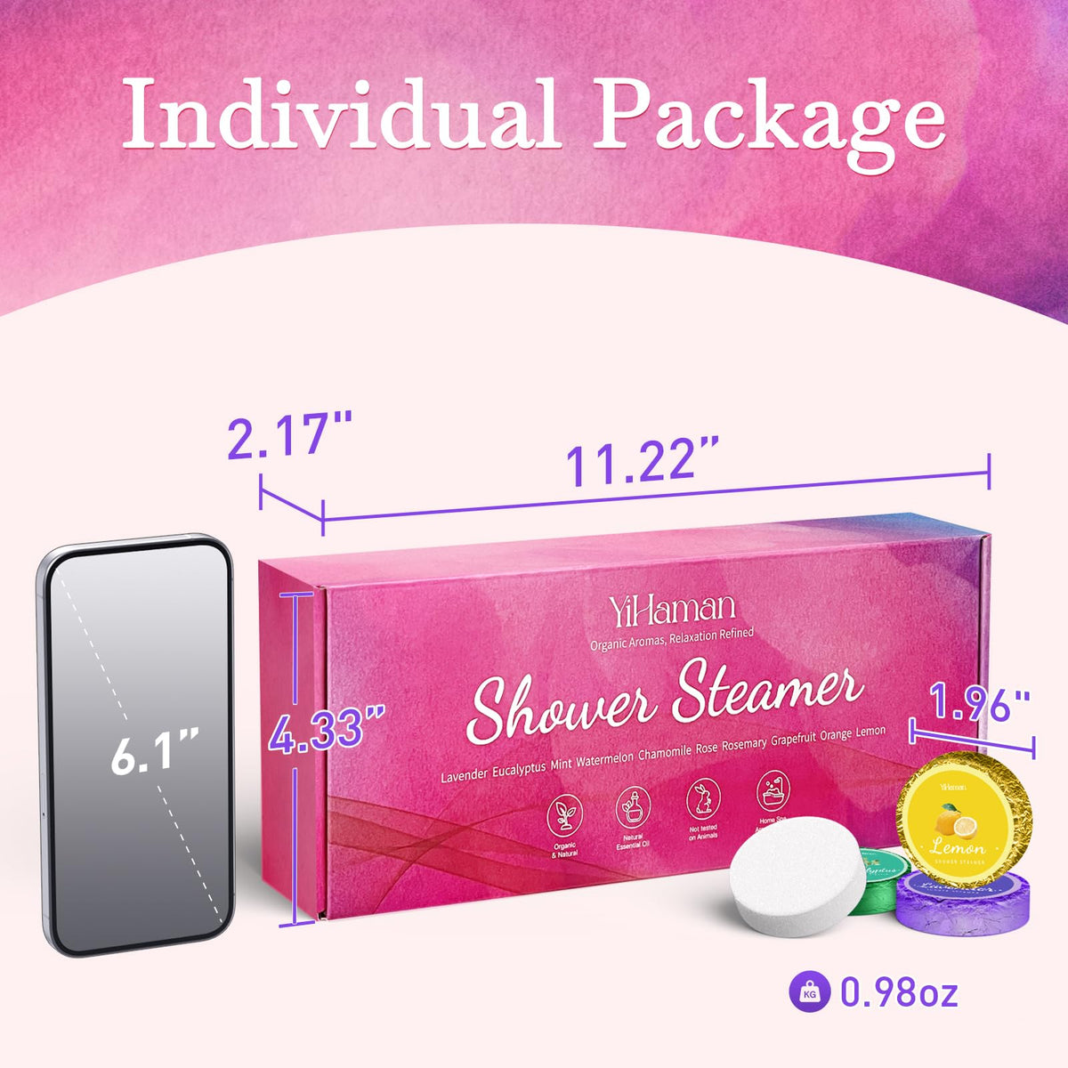 YiHaman mint shower steamer delivers a cool, invigorating shower experience.