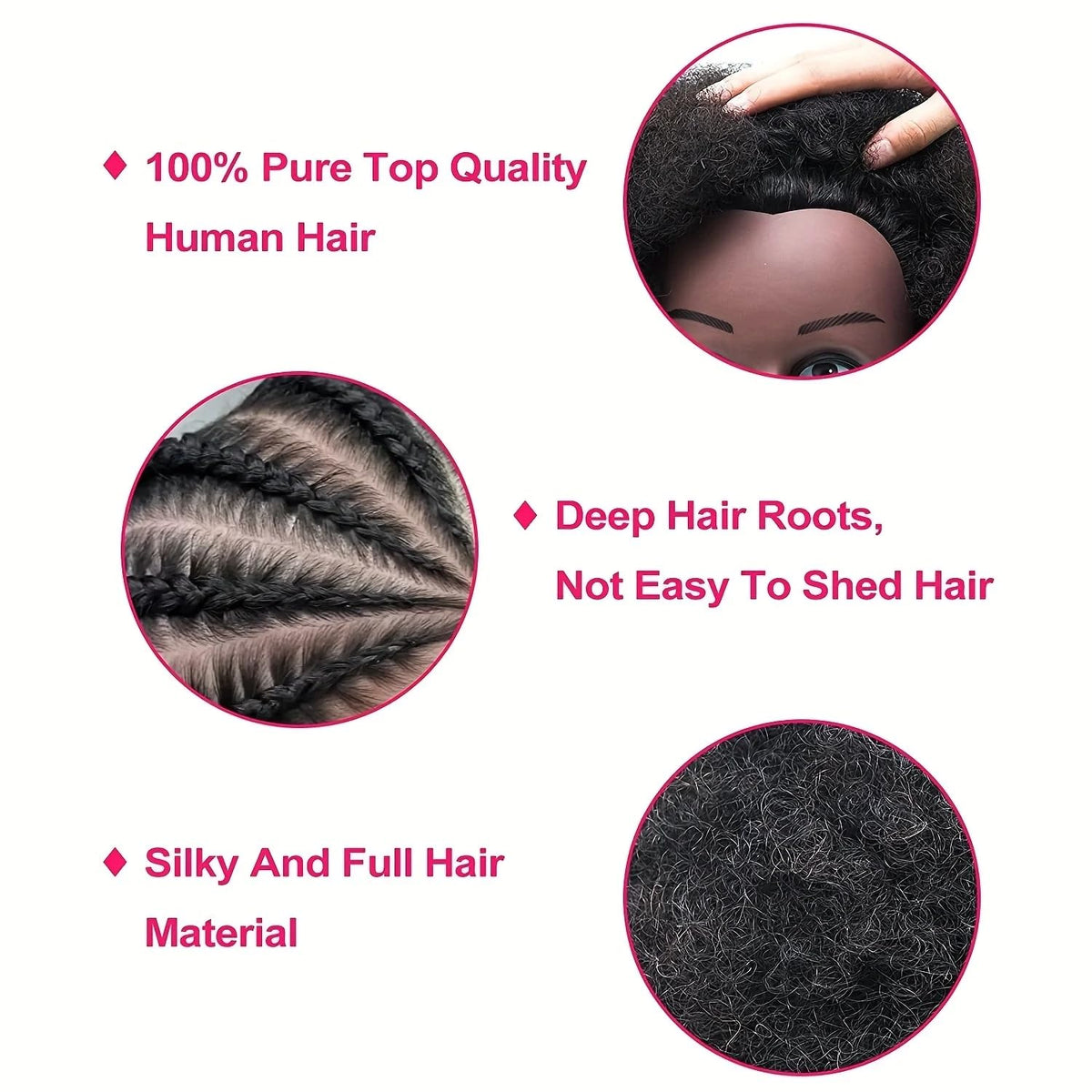 Yiifiulyn Afro curly 4C hair mannequin head for authentic braiding practice
