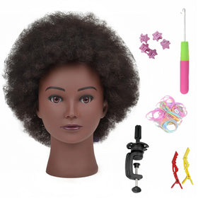 Yiifiulyn Afro hair mannequin head on stand for stable salon training