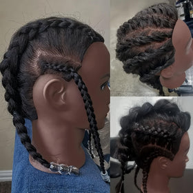 Yiifiulyn training head with stand ready for professional styling practice.