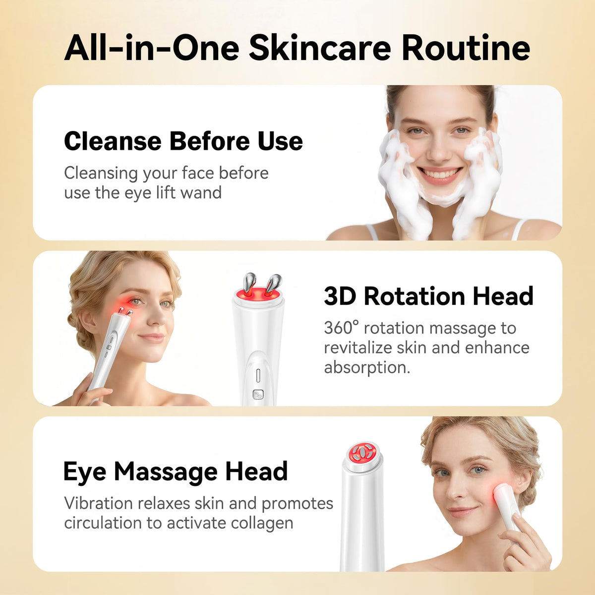 Yiiho Eye Lift Wand red light therapy supports enhanced skincare absorption.
