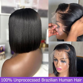 Yijimei bob wig close-up shows breathable 13x4 lace front.
