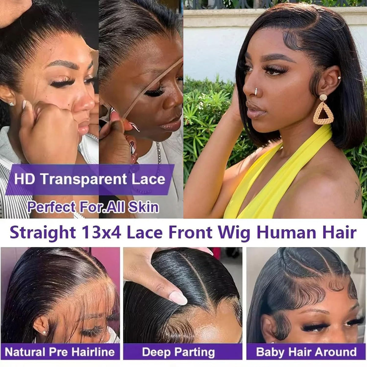 Yijimei bob wig with glueless cap and adjustable straps.