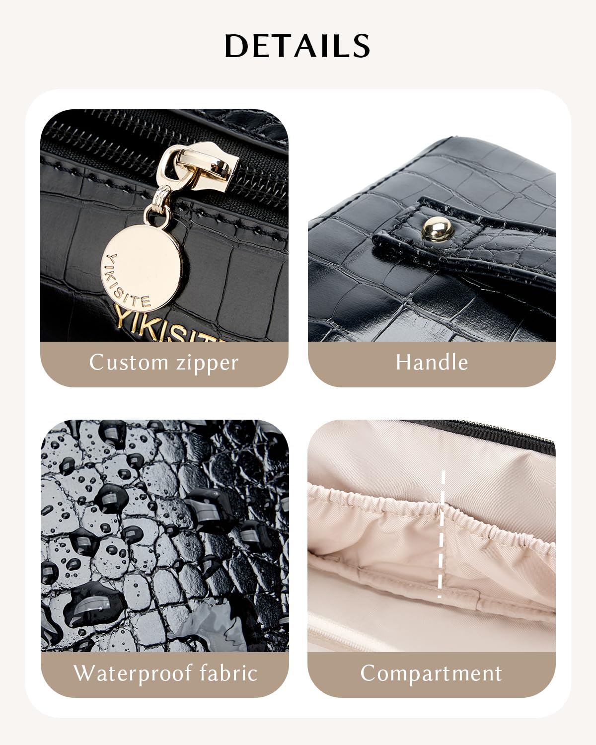 Yikisite handled beauty case doubles as a convenient purse