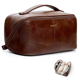 Yikisite makeup bag flat layout shows organized space for cosmetics.
