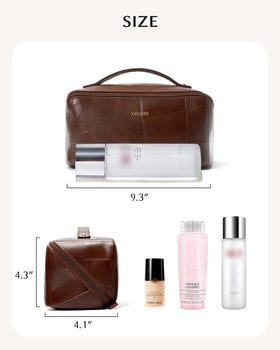 Yikisite makeup bag in travel setup shows compatibility with luggage.