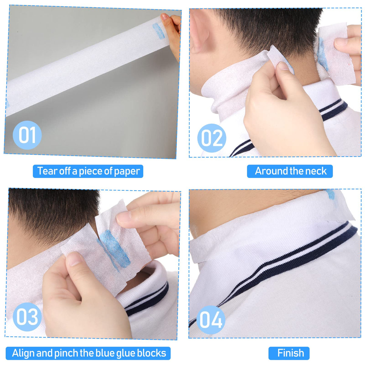 Yilloog disposable neck paper absorbs moisture and hair on the neck area.