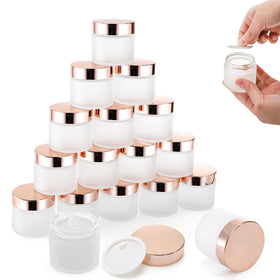 YIMITEE 16-pack 2oz frosted glass jars for organized storage and refilling