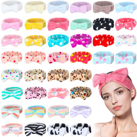 Yinder bow headband leopard pattern in coral fleece, ideal for makeup and skincare routines