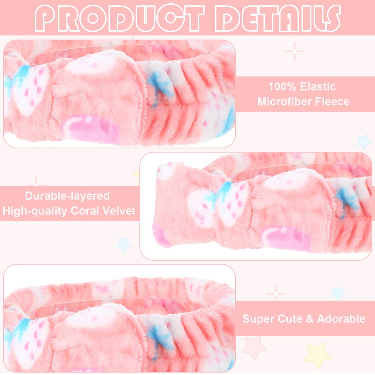 Yinder bow headband solid pink in coral fleece for comfortable beauty sessions