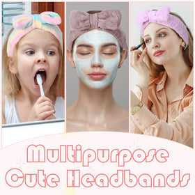 Yinder bow headband stripes pattern in coral fleece for daily use