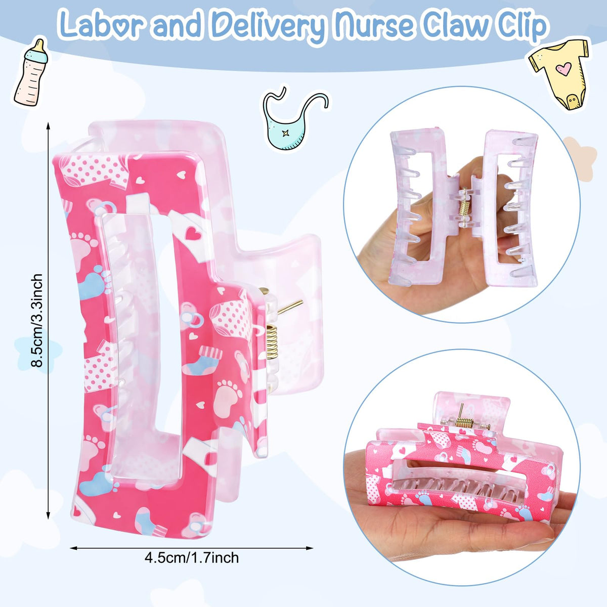 Yinder nurse hair clip variety designs with cheerful patterns for outfits