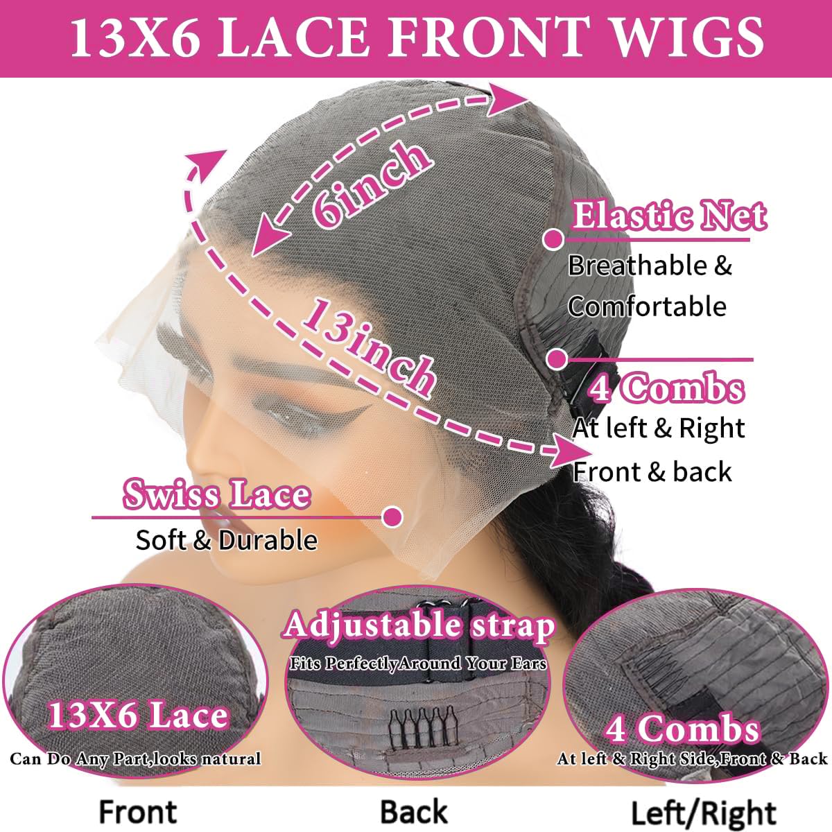 Ying Guan body wave wig styled with a middle part for versatile looks.