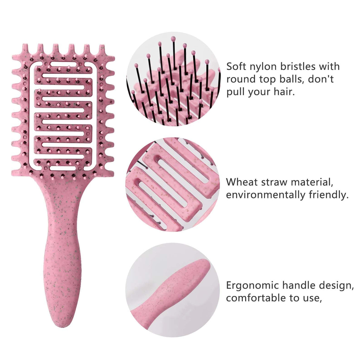 Yingbtr curl-defining-brush, even-division teeth for gentle detangling without snags.