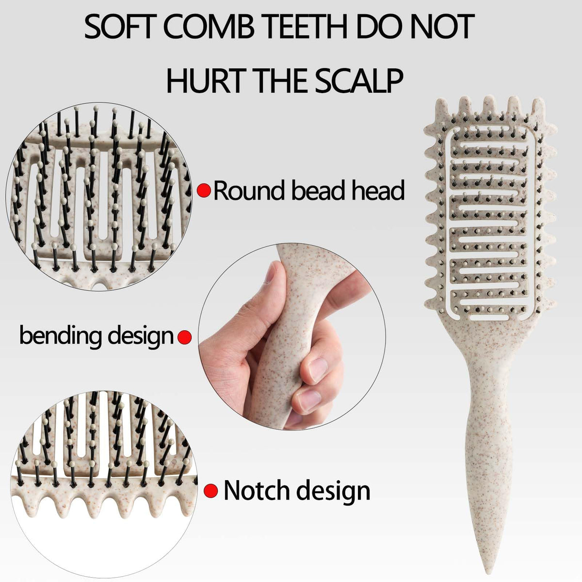 Yingbtr vented detangling brush close-up eases knot removal