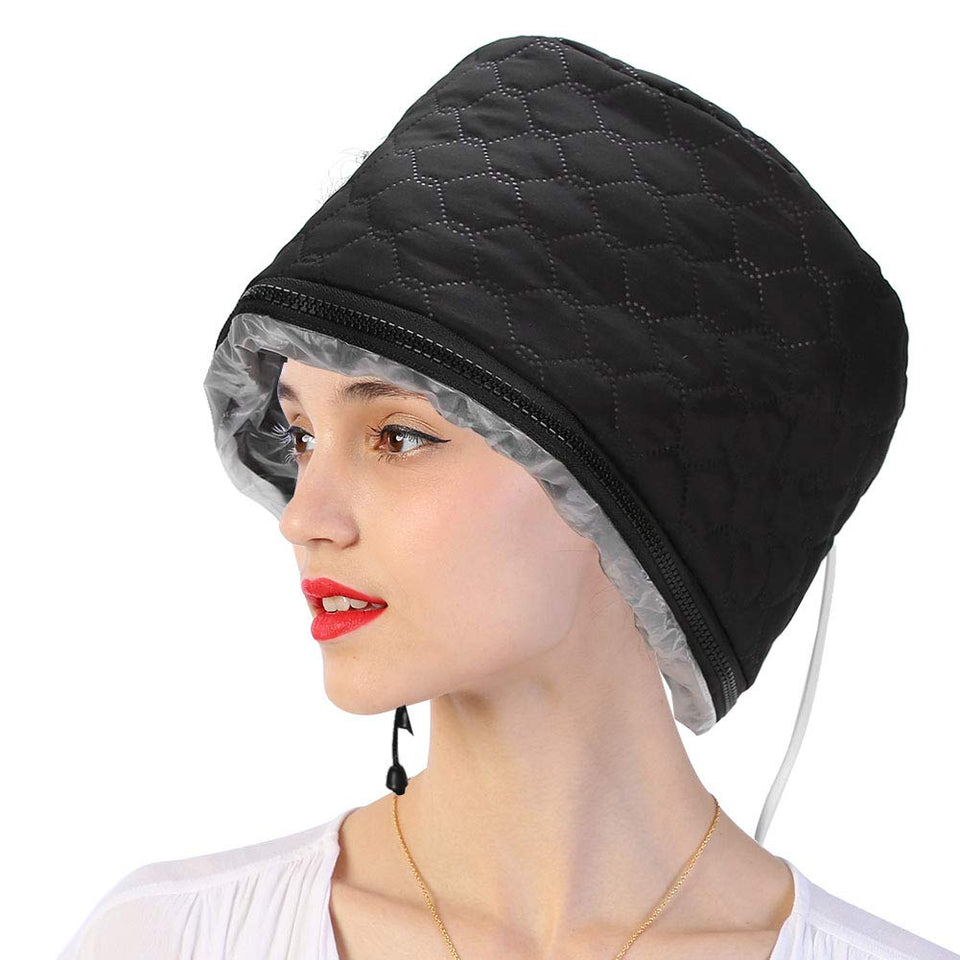 Yinhing Hair Steamer Cap shows adjustable-fit for deeper conditioning at home