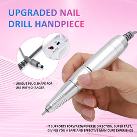 Yinhing nail drill handpiece side view highlights portable, lightweight construction for home use.