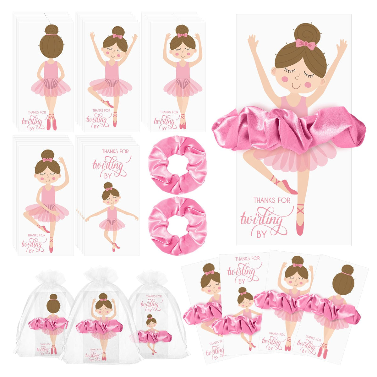 Yinkin velvet pink hair ties ready for ballet party use and gift presentation