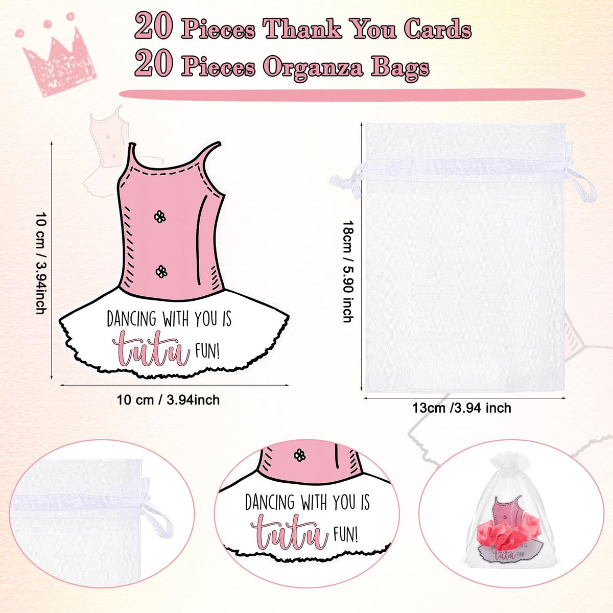 Yinkin ballet thank you cards—delicate notes to thank guests at a recital.