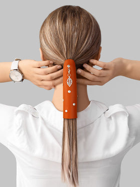 Yinkin leather hair wrap in coffee adds rugged style for outdoor adventures