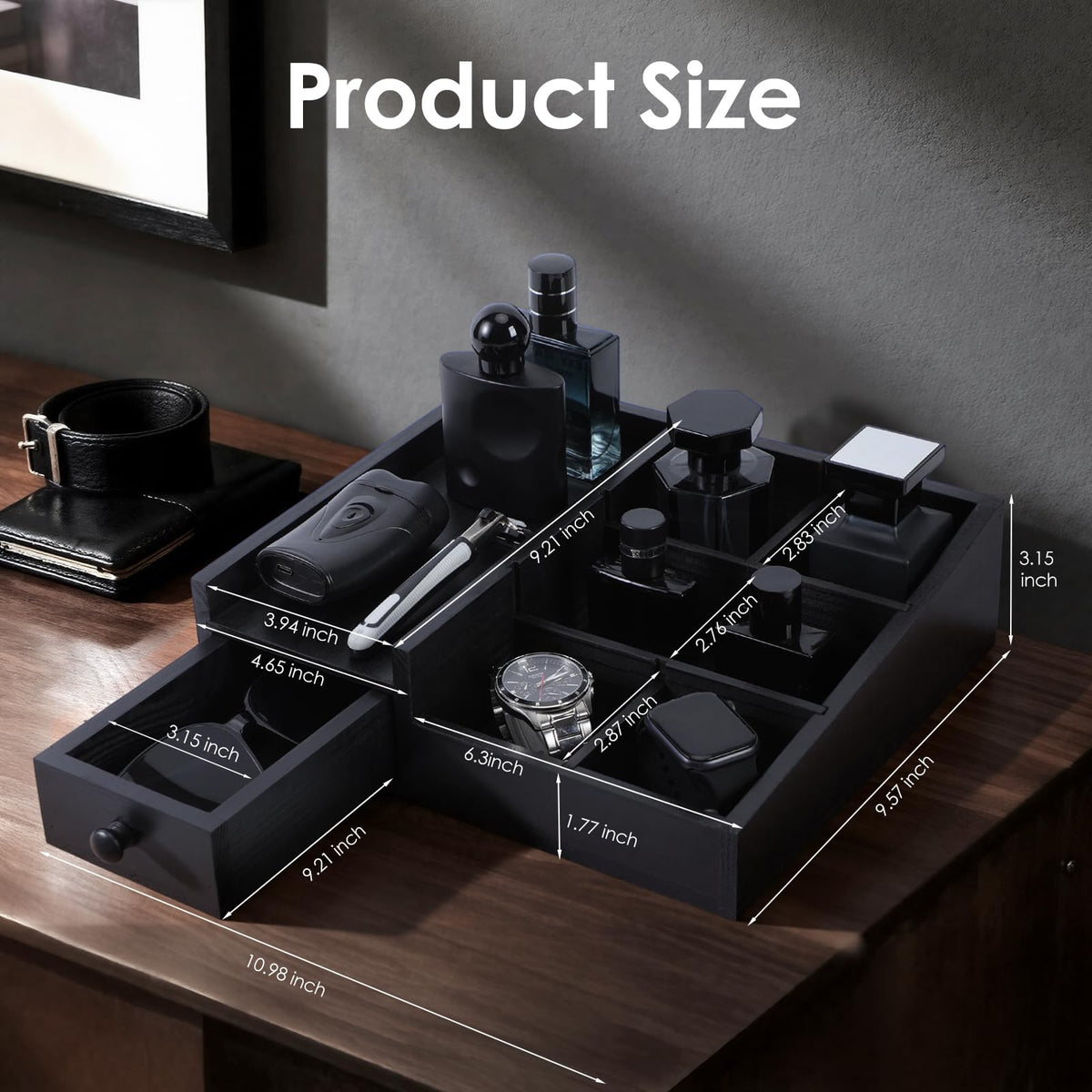 YIOJOYD bathroom counter organizer wood with six compartments for tidy grooming