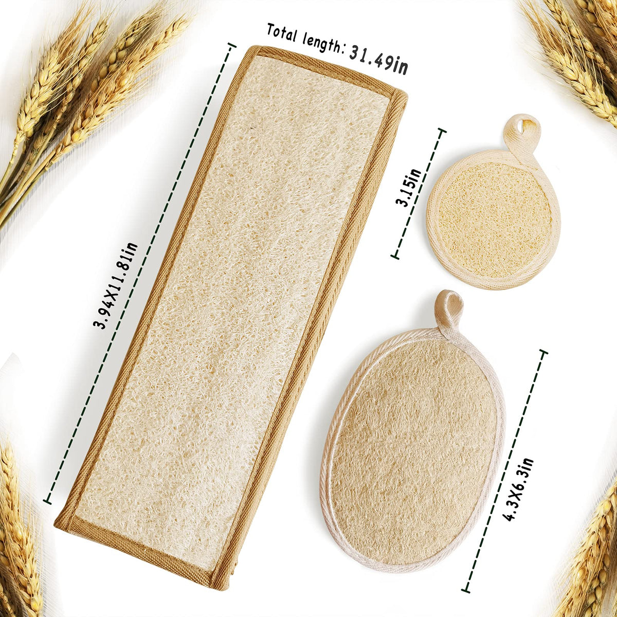YIQINGJIE body-loofah-sponge-4-3x6-3in offers flexible full-body cleansing.