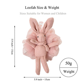 Yisella Kids rabbit grey loofah front view for family fun.