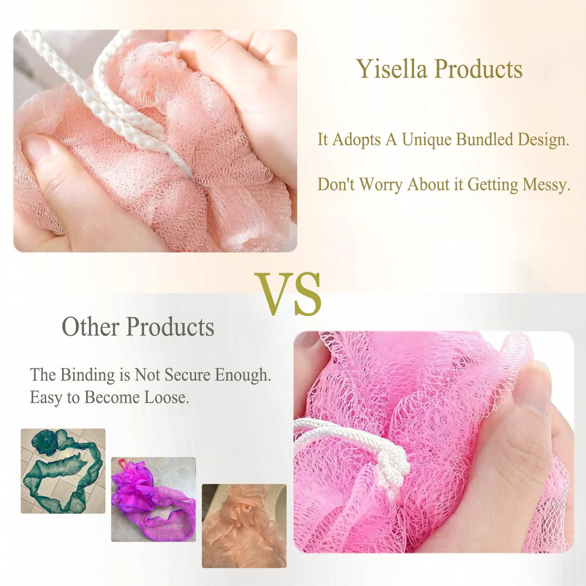 Yisella Kids rabbit white loofah front view for kids cleansing.