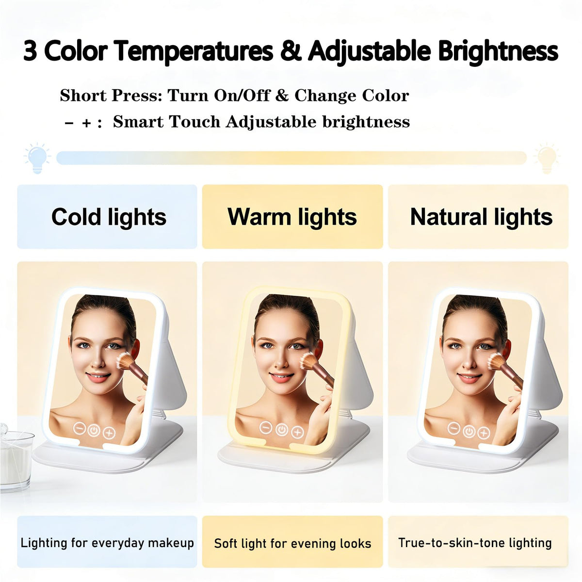 YiYeraio travel makeup mirror side view shows portable profile