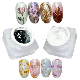 YJMyujimi nail gel sculpture black and white for 3D nail art and chrome finishes