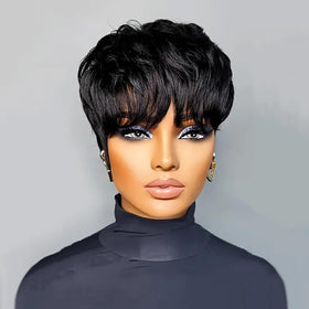 YJOQOKOA Pixie cut side view highlighting versatile styling possibilities