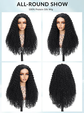 YKHJH Curly Wig in soft brown adds warm dimensional tones.