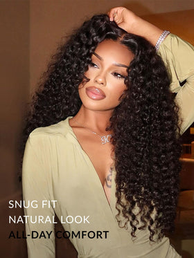 YKHJH Curly Wig easy wear, no glue required.