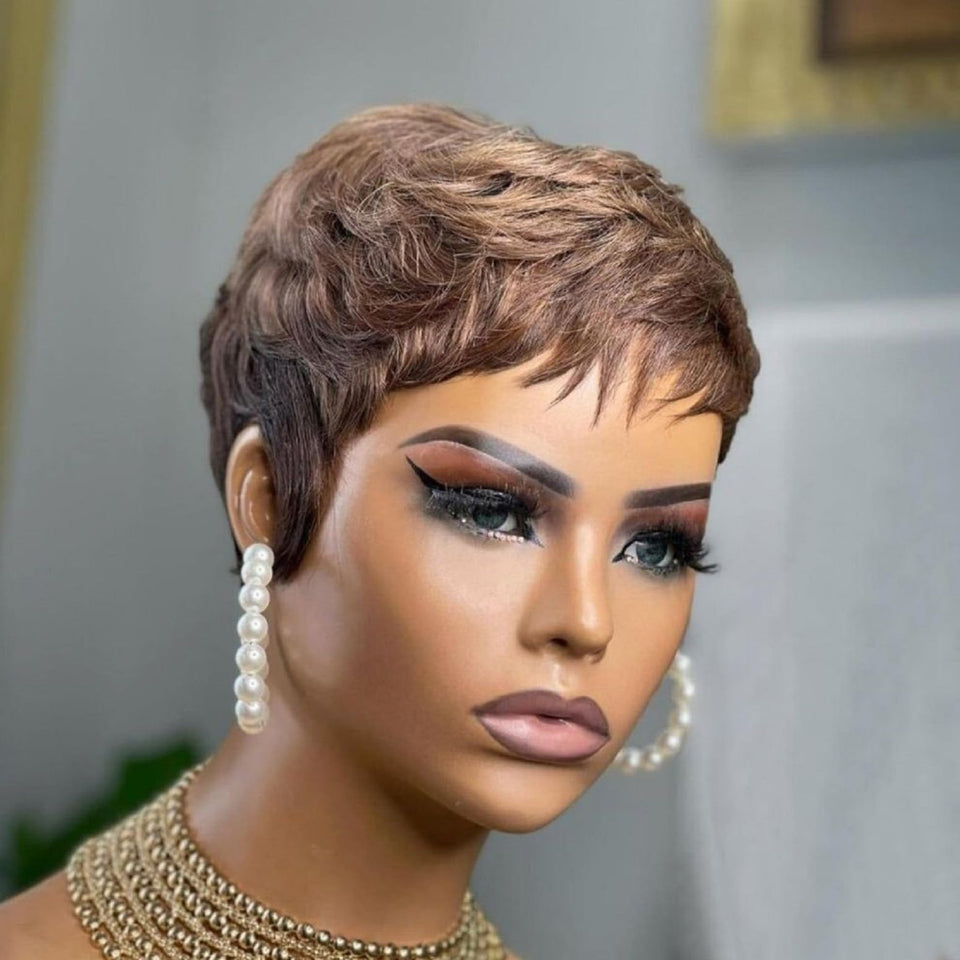YKHJH Pixie Cut Wig front view shows natural shine and easy wear.