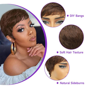 YKHJH Pixie Cut Wig side view demonstrates versatile styling options.