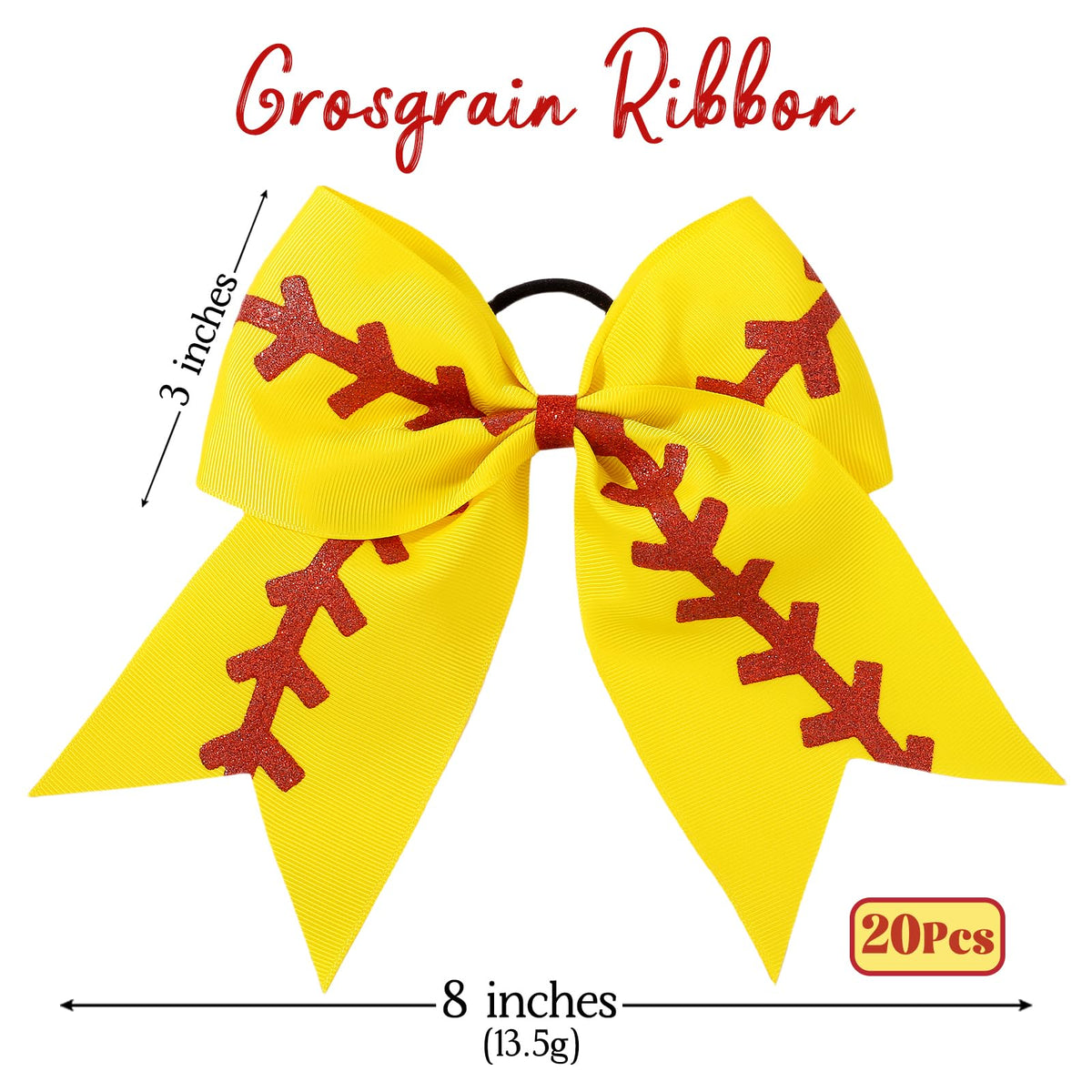 YLEN YHXX Glitter yellow bows for team uniforms and performances