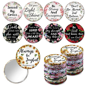 YLOLUL floral Bible compact mirror with vibrant design for daily motivation.